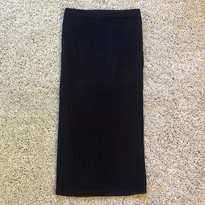 Black ribbed midi zara skirt